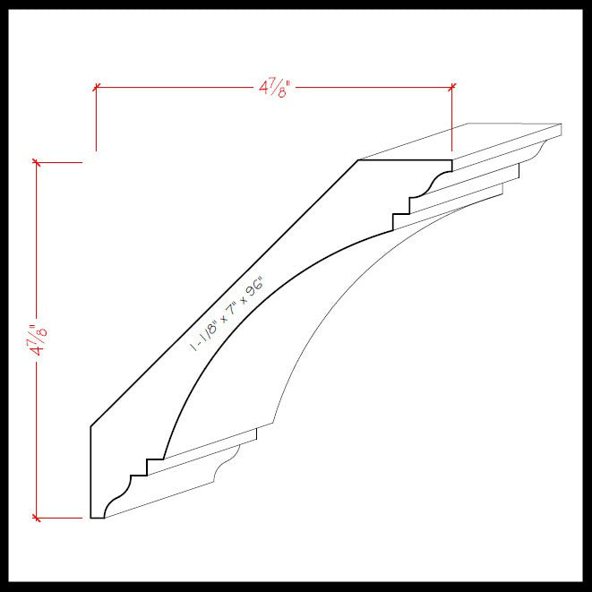 Cove Crown Moulding Trim EWCR46 Line Drawing