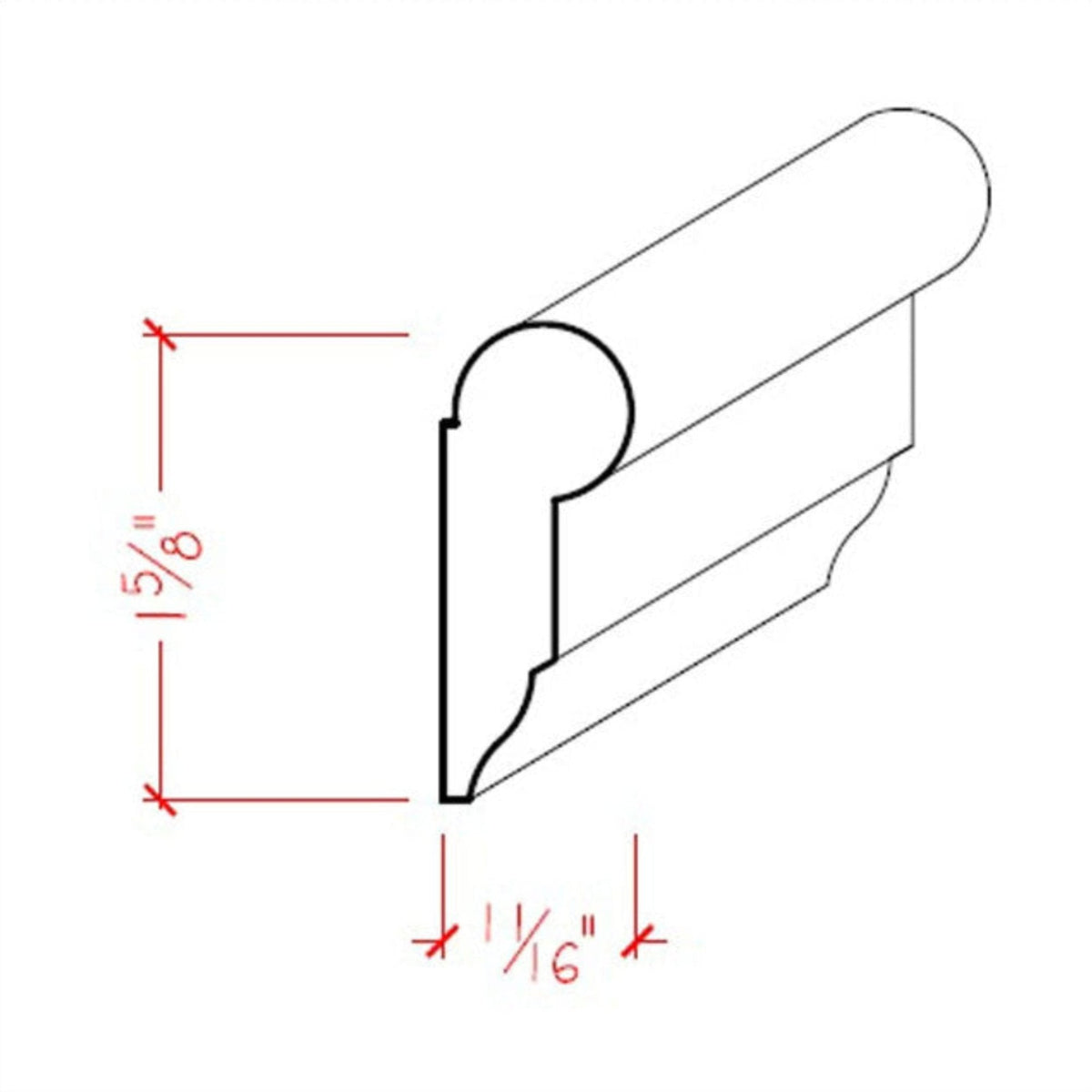 Picture Hanging Rail Moulding EWP11 Line Drawing