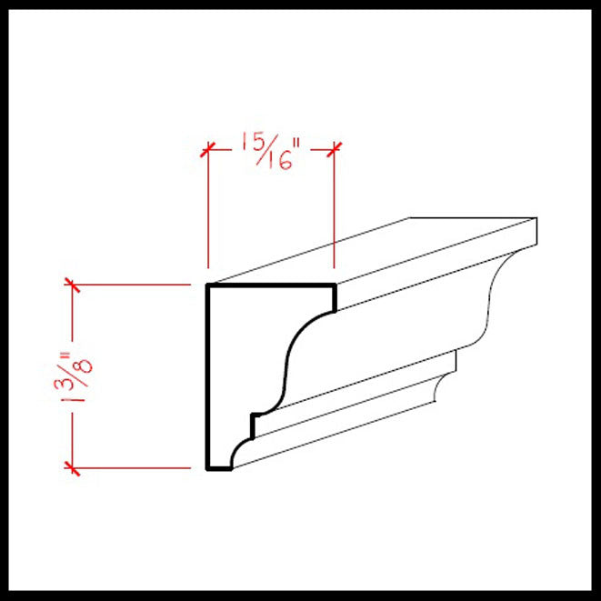 Solid Wood Crown Molding EWSC16 Line Drawing